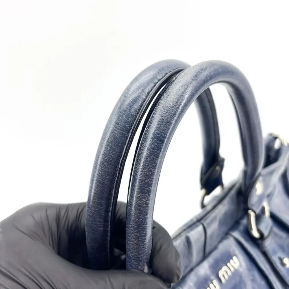 Miu Miu Vitello Lux Tote Bag Navy
